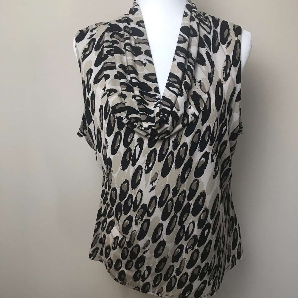 East 5th Abstract Cheetah Print Cowl Neck Blouse